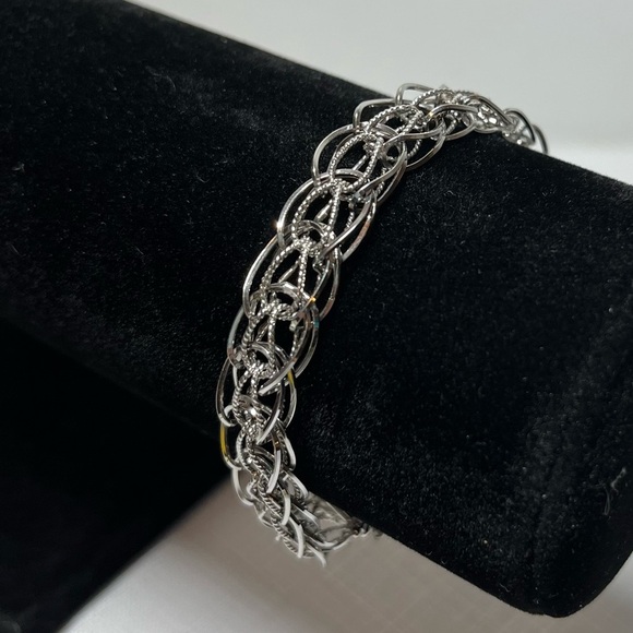 vintage STG Jewelry - Vintage Sterling Silver Open Weave Bracelet Stamped STG Perfect for Charms